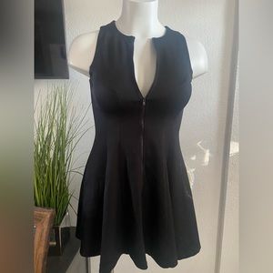 Black Knit Bar III Zipper Fit&Flare Midi Skater Dress SZ L